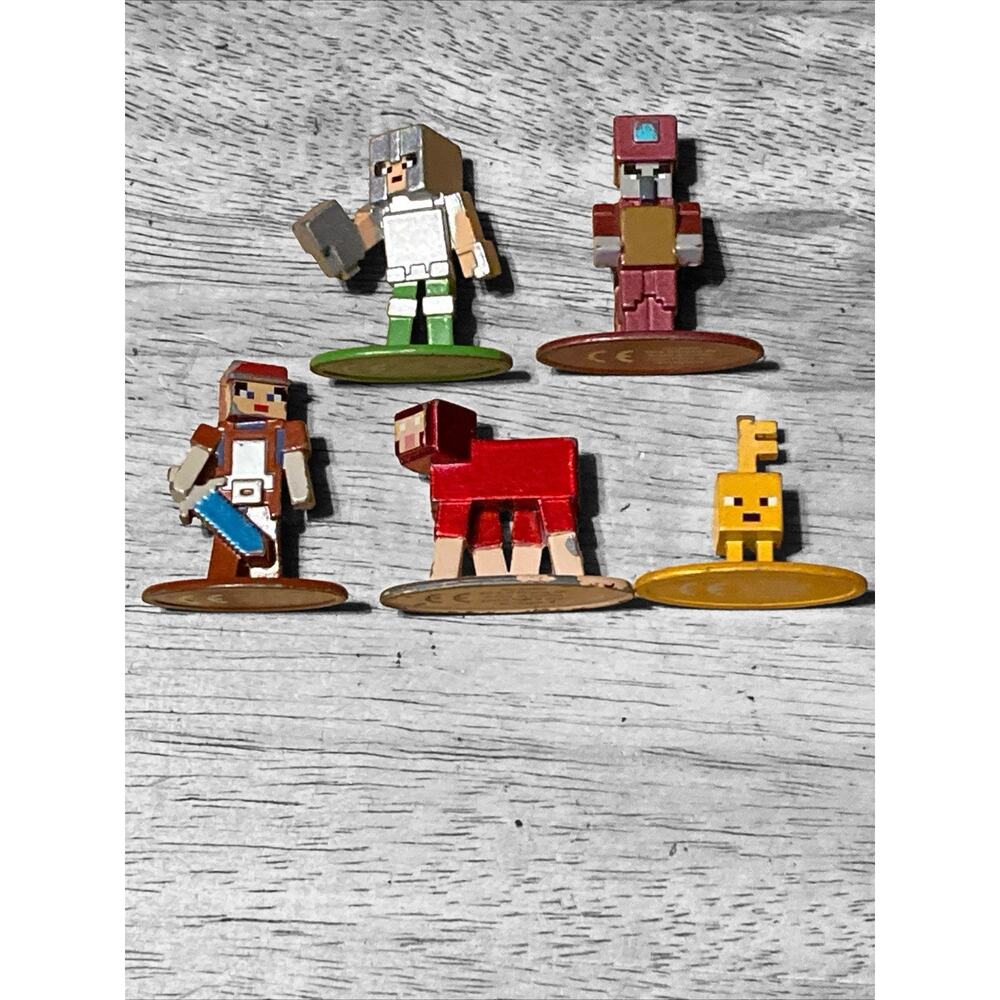 MINECRAFT Mini-Figures‎ DieCast Metal LOT of 5 Figures by Jada Nano Metalfigs